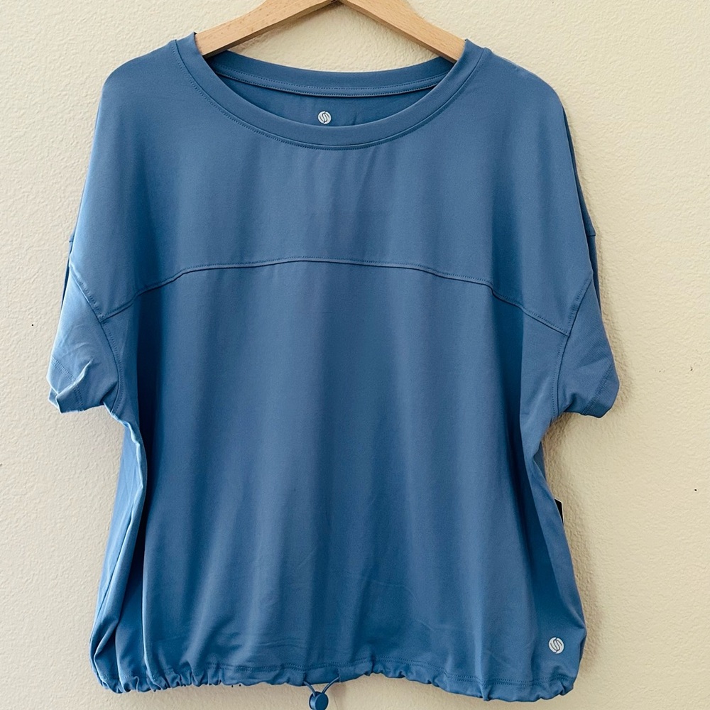 Casual Blue Short Sleeve Top